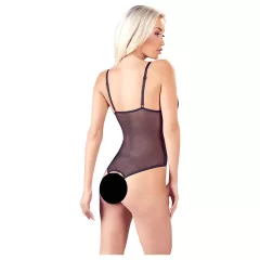 Cottelli - otvorené body s čipkou a perličkami - čierne