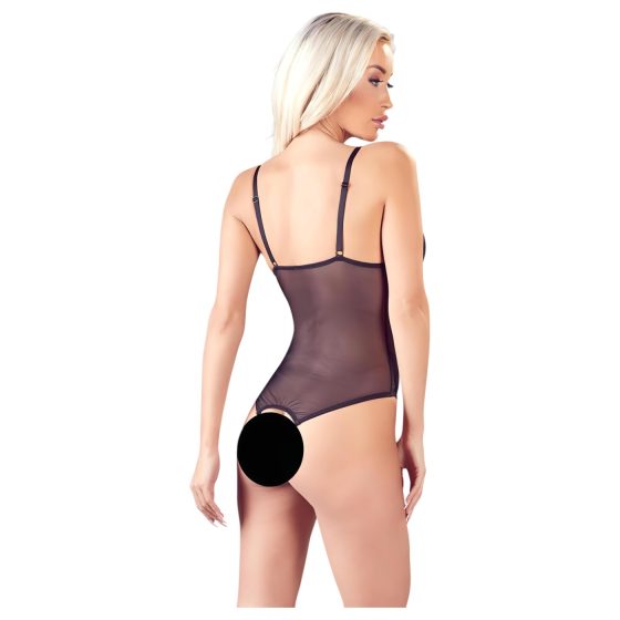 Cottelli - krajkovaný, s perličkami otvorený body (čierny)