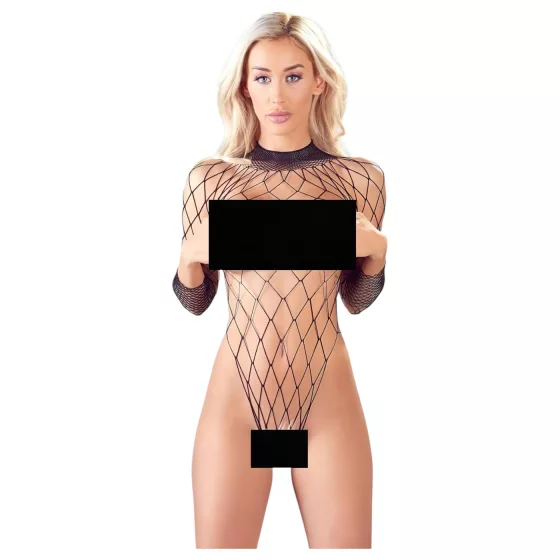 NO:XQSE - dámske sieťované body s dlhým rukávom - čierne - S-L