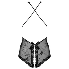   Obsessive - dámske body s perlami - otvorené, čipkované - čierne