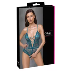   Cottelli - dámske body s čipkou a šnurovaním - otvorené - zelené - M