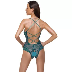   Cottelli - dámske body s čipkou a šnurovaním - otvorené - zelené - M