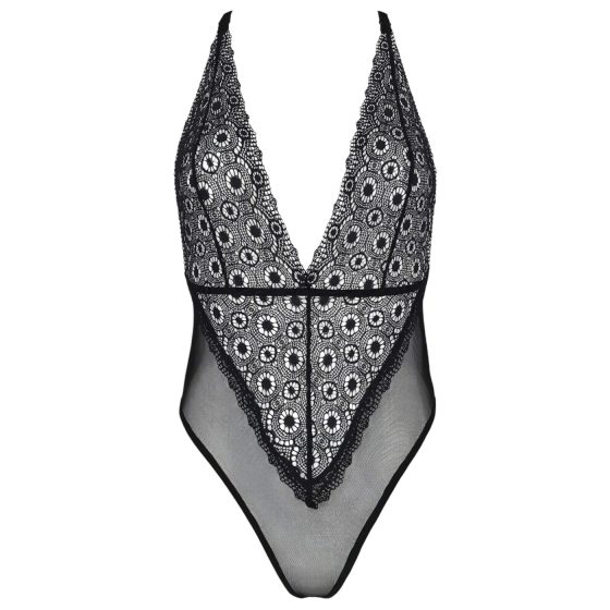 Passion Eco Zinnia - čipkované body s nízkym výstrihom (čierne) 