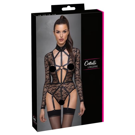 Cottelli - priehľadné body s remienkami (čierne)
