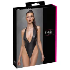   Cottelli Party - lesklé body s golierom na krk - čierne - M
