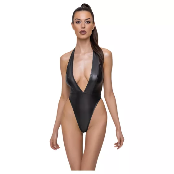 Cottelli Party - lesklé body s golierom na krk - čierne - L
