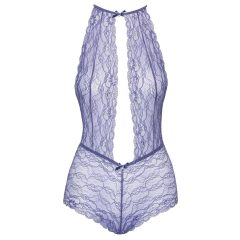 Bozkávacie - čipkované body s remienkom na krk (fialové)