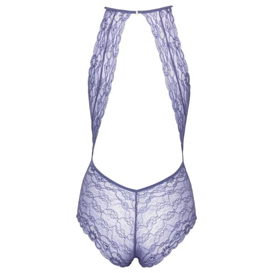 Bozkávacie - čipkované body s remienkom na krk (fialové)