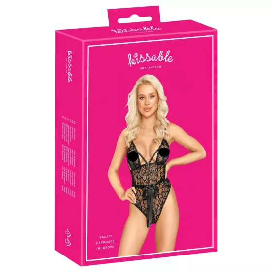 Kissable - čipkované body (čierne)