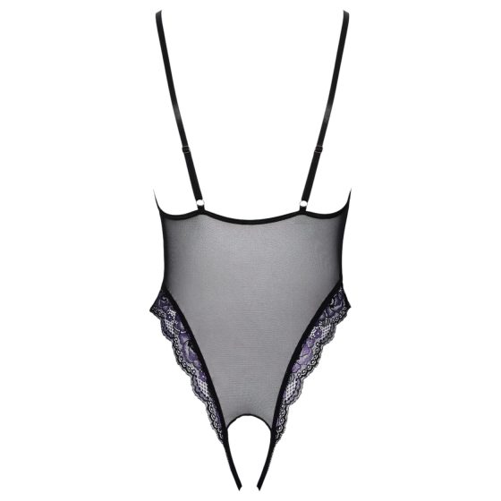 Cottelli - vyšívané, otvorené čipkované body (čierno-fialové)