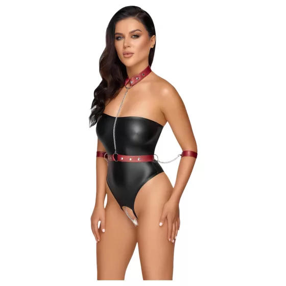 Cottelli Bondage - lesklé body a putá na ruky (čierne)