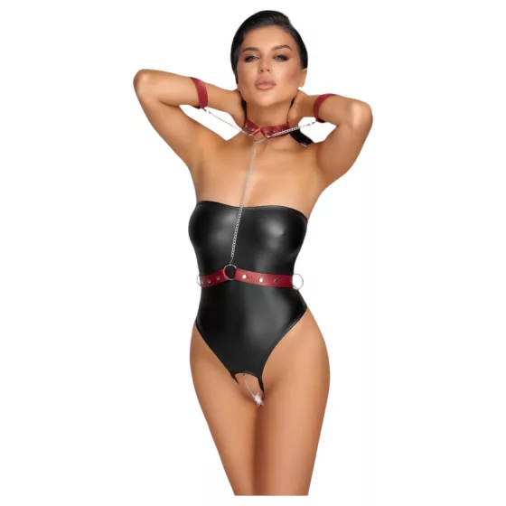 Cottelli Bondage - lesklé body a putá na ruky (čierne) - L