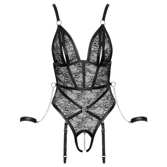 Cottelli Bondage - otvorený body s putami (čierny)