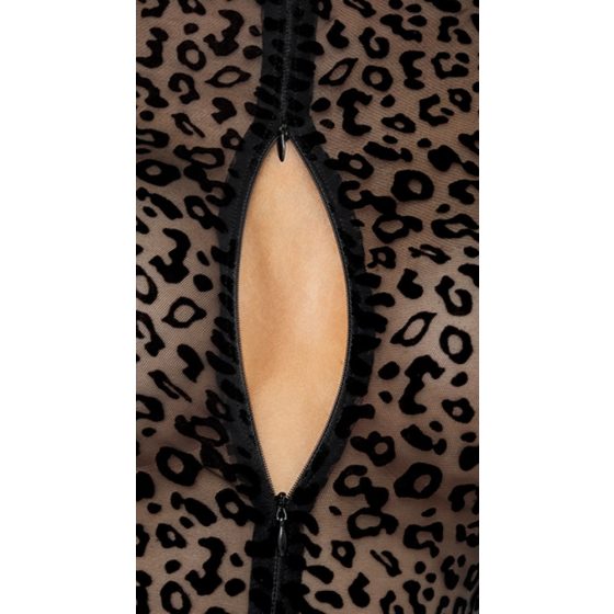 Noir - body s dlhým rukávom s leopardím vzorom (čierne)