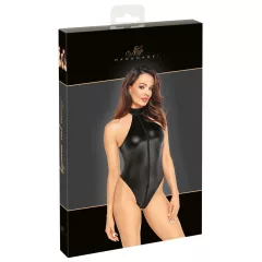 Noir - lesklé body s krkovým popruhom (čierna) - M