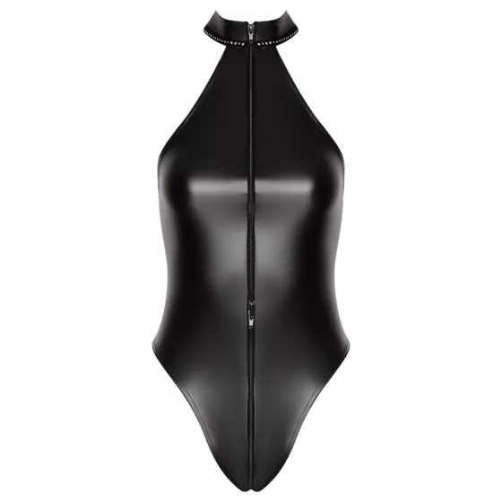 Noir - lesklé body s krkovým popruhom (čierna) - L
