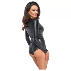   Noir - dámske body s dlhým rukávom - lesklé - čierne - M