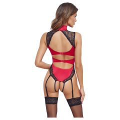 Cottelli - dámske body s čipkou a obojkom - červené