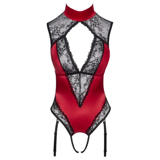 Cottelli - čipkované body s náprsenkou (červené)
