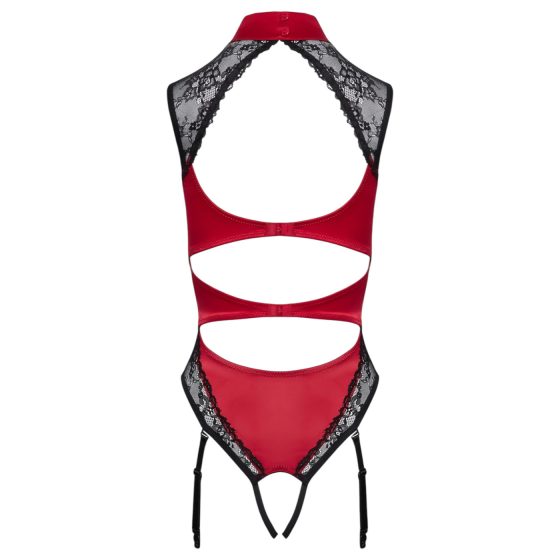 Cottelli - čipkované body s náprsenkou (červené)