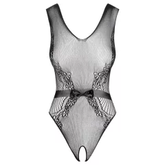   Obsessive - otvorené čipkované body s kvetinovým vzorom (čierne)