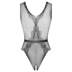   Obsessive - otvorené čipkované body s kvetinovým vzorom (čierne)