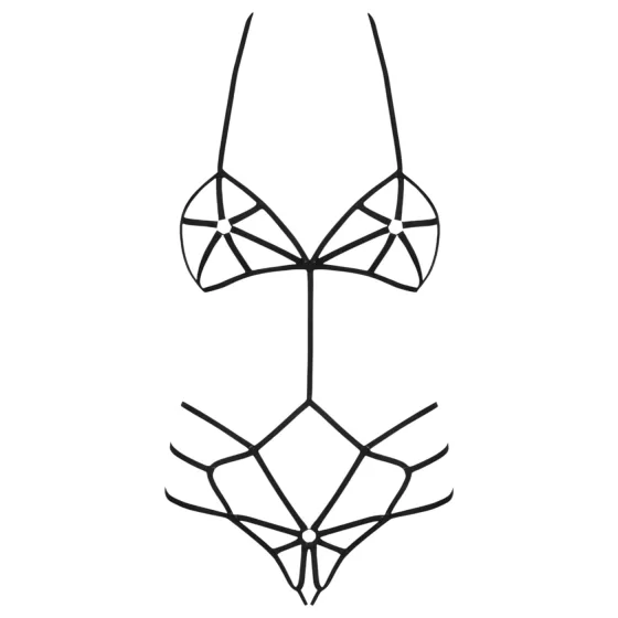 Obsessive - body s ozdobným popruhom - čierne - S/M