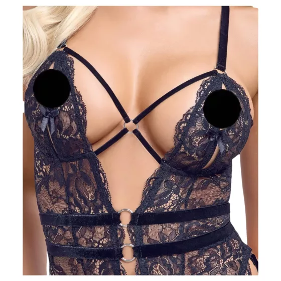 Cottelli - otvorené body s pásikmi - čierne