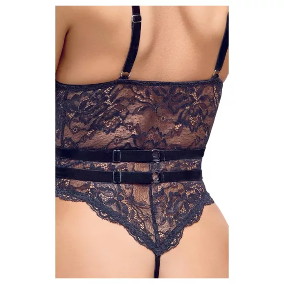 Cottelli - otvorené body s pásikmi - čierne - L