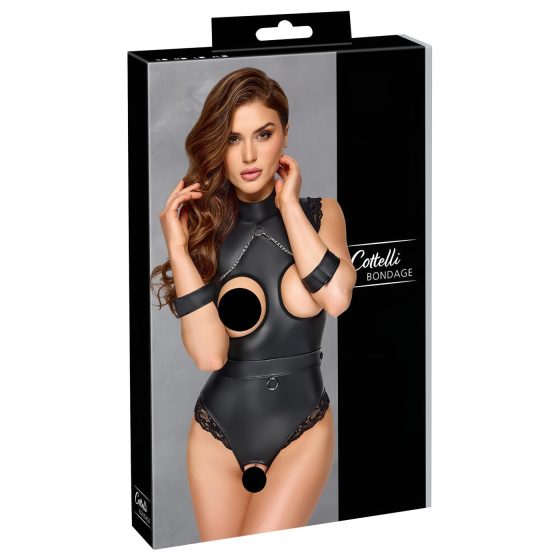 Cottelli Bondage - otvorený body na odhalenie poprsia (čierny)