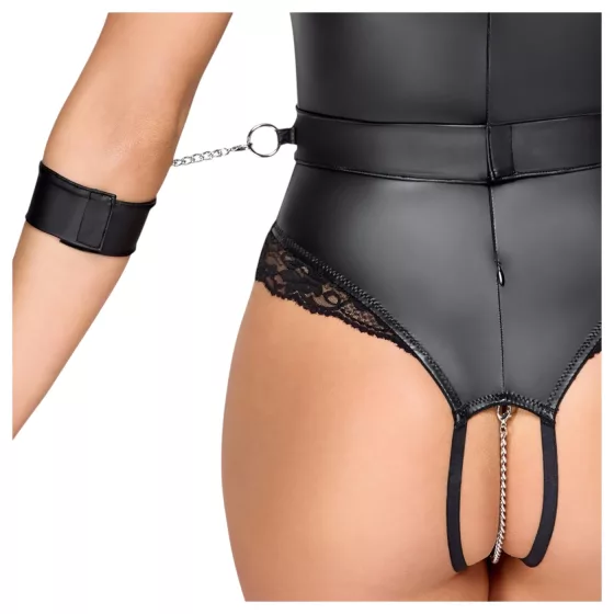 Cottelli Bondage - body s otvorenými prsiami - čierne - M