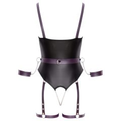 Cottelli - otvorené bondage body s putami - čierne