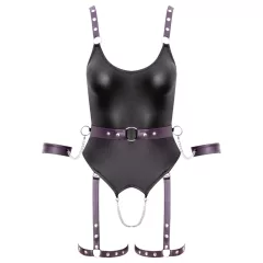Cottelli - otvorené bondage body s putami - čierne - M