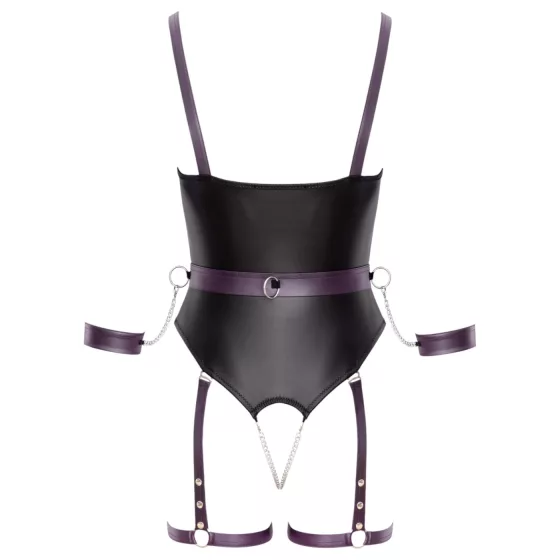 Cottelli - otvorené bondage body s putami - čierne - M