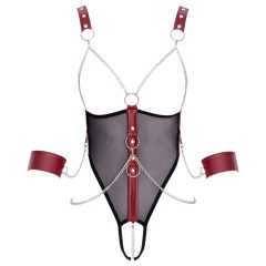   Cottelli Bondage - otvorené body s popruhmi a reťazou (čierne)