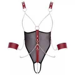   Cottelli Bondage - otvorené body s popruhmi a retiazou - čierne