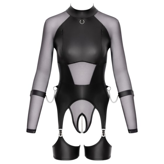 Cottelli Bondage - priesvitný top s putami (čierny)