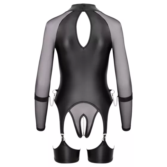 Cottelli Bondage - dámske priesvitné tričko s putami - čierne - M