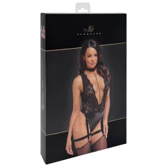 Noir Libido - dámske body s podväzkami - čierne - M