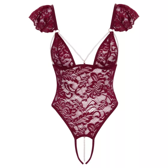 Cottelli - body s čipkou a perlami - červené