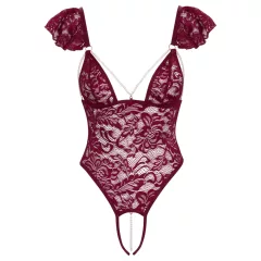 Cottelli - body s čipkou a perlami - červené - M