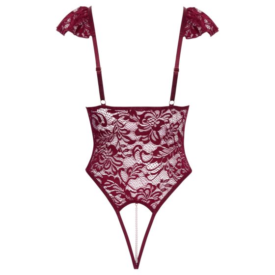 Cottelli - body s čipkou a perlami - červené - M