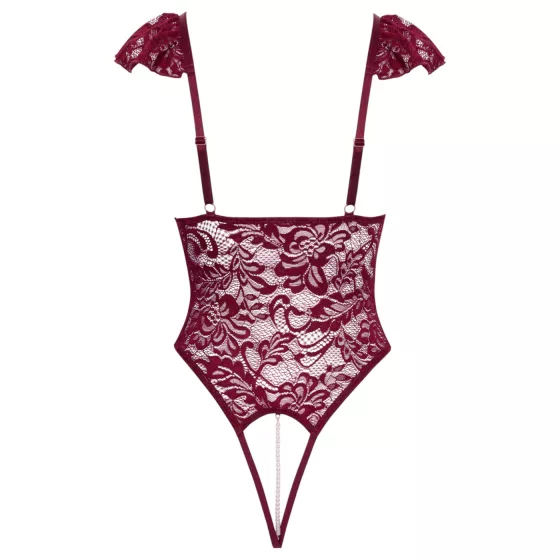 Cottelli - body s čipkou a perlami - červené - XL