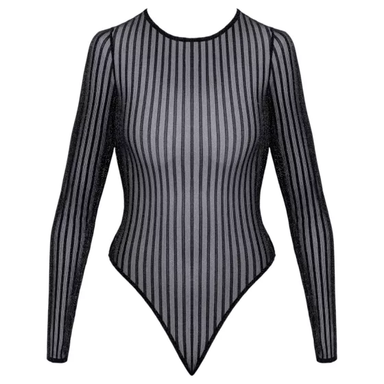 Cottelli - prúžkované body so striebornou niťou (čierne) - S-L