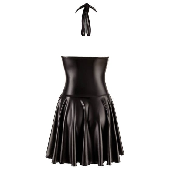 Noir - plisované šaty s výstrihom a priehľadným poprsím (čierne)