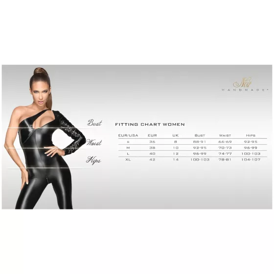 Noir - dámske erotické šaty - priehľadný top, viazanie za krk - čierne - M