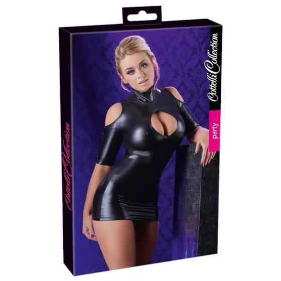 Cottelli - mini šaty s odhalenými ramenami - čierne - XL