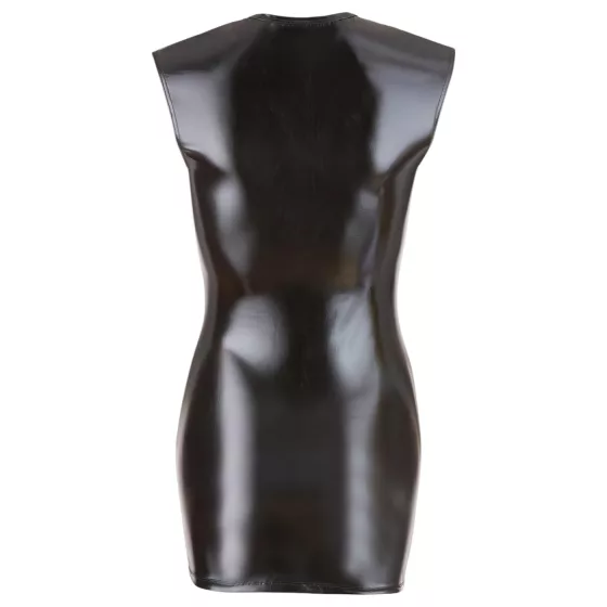 Cottelli - mini šaty na párty bez rukávov - lesklé čierne - XL