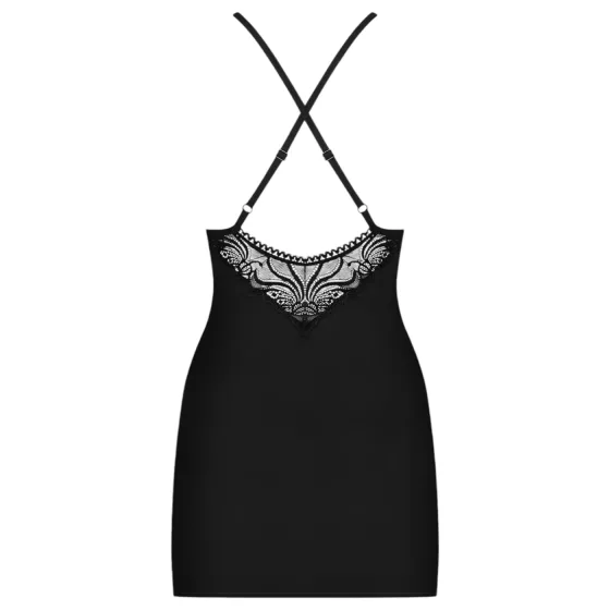 Obsessive - erotické šaty s ramienkami a tangá - čierne so štrasom - L/XL