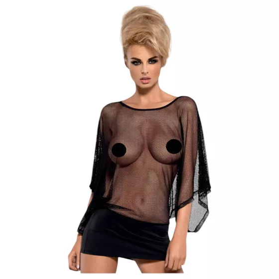 Obsessive - priesvitné mini šaty a tangá - čierna - L/XL